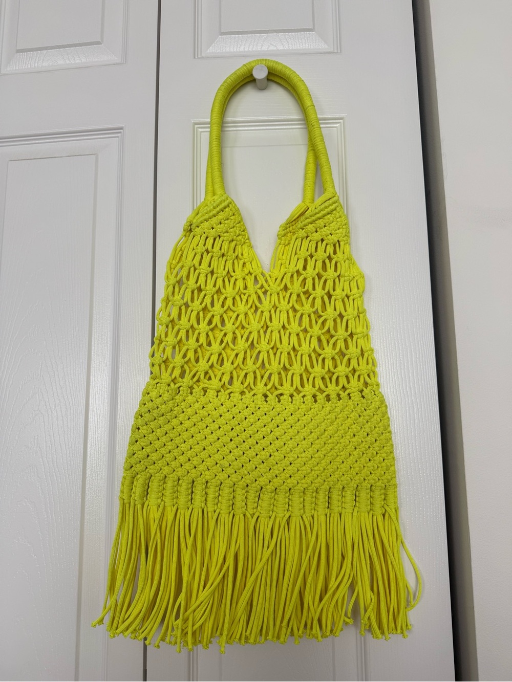 Scoop Neon Yellow Shoulder Woven Bag